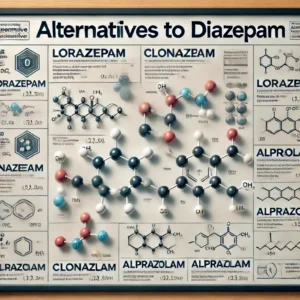 diagram showing alternatives to Diazepam, including Lorazepam, Clonazepam, and Alprazolam