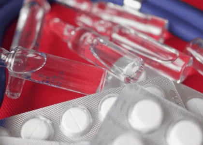 A close-up image of prescription medication tablets.